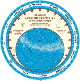 Sterrenkaart - Planisfeer Vakantieplanisfeer Midden-Europa (50°NB) | Rob Walrecht Productions