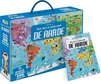 Kinderpuzzel De Aarde puzzel 200 stukjes + boek | Rebo Productions