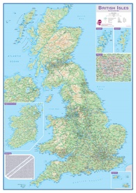 Wandkaart Engeland - British Isles roadplanning wall map, 84 X 119 cm | Maps International