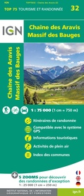 Fietskaart - Wandelkaart 75032 Chaine des Aravis - Massif des Bauges | IGN - Institut Géographique National