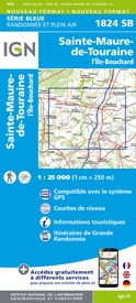 Wandelkaart - Topografische kaart 1824 SB - Serie Bleue Sainte-Maure-de-Touraine, L'Ile Bouchard | IGN - Institut Géographique National